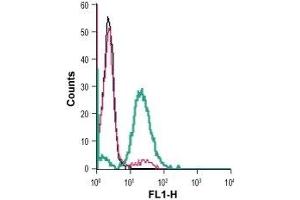 Cell surface detection of μ-Opioid Receptor in live intact mouse BV-2 microglia cells: (black line) Cells.