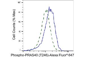 Validation of PRAS40 knockdown using flow cytometry. (Recombinant PRAS40 anticorps  (pThr246))