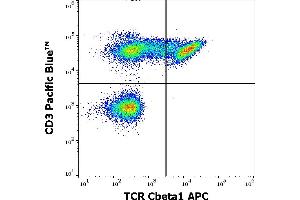 Flow cytometry multicolor surface staining of human lymphocytes stained using anti-human TCR Cbeta1 (JOVI. (TCR, Cbeta1 anticorps (APC))