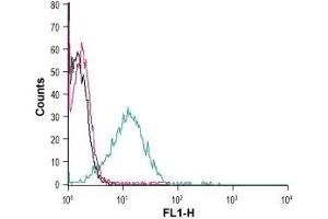Cell surface detection of CCR3 in live intact human Jurkat T cell leukemia cells:(black line) Cells.