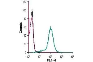 Cell surface detection of Lynx1 in live intact human THP-1 monocytic leukemia cells: (black line) Cells.