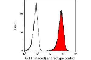 Flow Cytometry (FACS) image for anti-V-Akt Murine Thymoma Viral Oncogene Homolog 1 (AKT1) (AA 100-150) antibody (ABIN7795634) (Recombinant AKT1 anticorps  (AA 100-150))