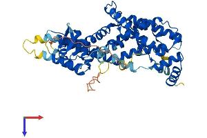 AlphaFold protein structure predicition of Mouse Recombinant Rasgef1b Protein, UniprotID Q8JZL7