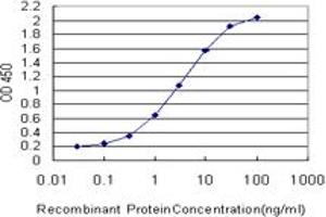 Detection limit for recombinant GST tagged TRIB2 is approximately 0. (TRIB2 anticorps  (AA 254-343))