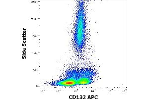 Flow cytometry surface staining pattern of human peripheral whole blood stained using anti-human CD132 (TUGh4) APC antibody (10 μL reagent / 100 μL of peripheral whole blood). (IL2RG anticorps  (APC))