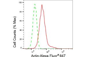 Flow cytometric analysis of Actin expression in HT- cells using Actin antibody (ABIN7797461), 1:2,000).