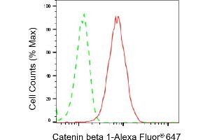 Flow cytometric analysis of Catenin beta 1 expression in HT- cells using Catenin beta 1 antibody (ABIN7797927), 1:2,000).