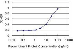 Detection limit for recombinant GST tagged C19orf10 is approximately 1ng/ml as a capture antibody.