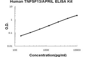 Human TNFSF13/APRIL Accusignal ELISA Kit Human TNFSF13/APRIL AccuSignal ELISA Kit standard curve. (TNFSF13 Kit ELISA)