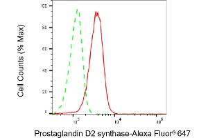 Flow cytometric analysis of Prostaglandin D2 synthase expression in HepG2 cells using Prostaglandin D2 synthase antibody (ABIN7799931), 1:2,000). (Recombinant PTGDS anticorps)