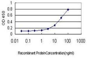 Detection limit for recombinant GST tagged TRIM36 is approximately 1ng/ml as a capture antibody.