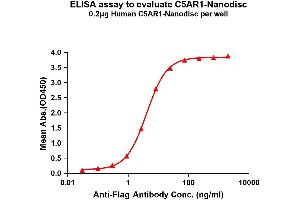 Elisa plates were pre-coated with Flag Tag C5AR1-Nanodisc (0.