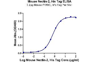 Immobilized Mouse PVRIG, hFc Tag at 2 μg/mL (100 μL/well) on the plate. (PVRL2 Protein (AA 32-351) (His tag))