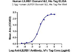 Immobilized Human LILRB1 Domain1&2, His Tag at 1 μg/mL (100 μL/Well) on the plate.