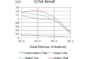 Black line: Control Antigen (100 ng),Purple line: Antigen (10 ng), Blue line: Antigen (50 ng), Red line:Antigen (100 ng)