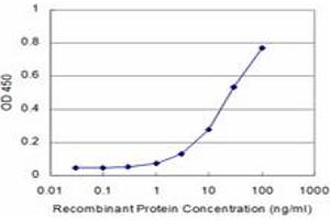 Detection limit for recombinant GST tagged PRDM1 is approximately 3ng/ml as a capture antibody.