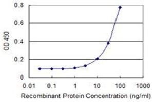Detection limit for recombinant GST tagged TBX21 is 1 ng/ml as a capture antibody.