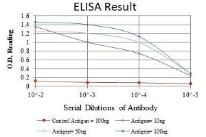Red: Control Antigen (100 ng), Purple: Antigen (10 ng), Green: Antigen (50 ng), Blue: Antigen (100 ng),