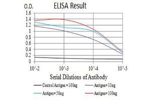 Black line: Control Antigen (100 ng),Purple line: Antigen (10 ng), Blue line: Antigen (50 ng), Red line:Antigen (100 ng)