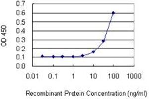 Detection limit for recombinant GST tagged DDIT4L is 3 ng/ml as a capture antibody.