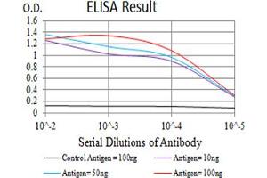 Black line: Control Antigen (100 ng),Purple line: Antigen (10 ng), Blue line: Antigen (50 ng), Red line:Antigen (100 ng)