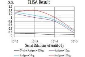 Black line: Control Antigen (100 ng);Purple line: Antigen (10ng); Blue line: Antigen (50 ng); Red line:Antigen (100 ng)