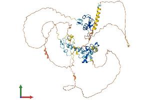 AlphaFold protein structure predicition of Mouse Recombinant Mbd1 Protein, UniprotID Q9Z2E2
