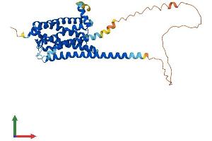 AlphaFold protein structure predicition of Mouse Recombinant Gpr84 Protein, UniprotID Q8CIM5