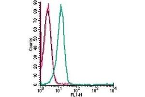 Cell surface detection of CX3CR1 in live intact human Jurkat T-cell leukemia cells: (black line) Cells.
