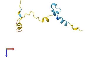 AlphaFold protein structure predicition of Human Recombinant CAMK2N2 Protein, UniprotID Q96S95
