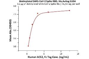 Immobilized Biotinylated SARS-CoV-2 Spike RBD, His,Avitag (ABIN6992408) at 1 μg/mL (100 μL/well) on streptavidin precoated (0. (SARS-CoV-2 Spike Protein (B.1.429 - epsilon, RBD) (His tag,AVI tag,Biotin))