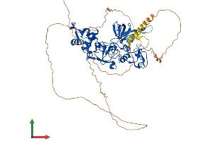 AlphaFold protein structure predicition of Human Recombinant MTF2 Protein, UniprotID Q9Y483