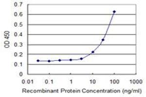 Detection limit for recombinant GST tagged TNFSF13B is 3 ng/ml as a capture antibody.