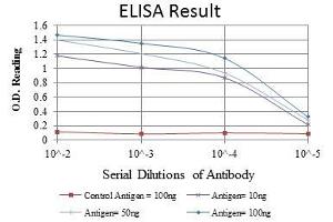 Red: Control Antigen (100 ng), Purple: Antigen (10 ng), Green: Antigen (50 ng), Blue: Antigen (100 ng),