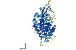 AlphaFold protein structure predicition of Mouse Recombinant Gsdma Protein, UniprotID Q9EST1