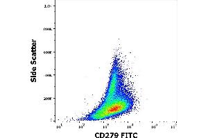 Flow cytometry surface staining pattern of human PHA stimulated peripheral blood mononuclear cells stained using anti-human CD279 (EH12. (PD-1 anticorps  (FITC))