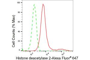 Flow cytometric analysis of Histone deacetylase 2 expression in HepG2 cells using Histone deacetylase 2 antibody (ABIN7798928), 1:2,000). (Recombinant HDAC2 anticorps)