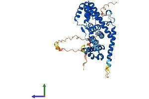 AlphaFold protein structure predicition of Mouse Recombinant P3h4 Protein, UniprotID Q8K2B0 (P3H4 (AA 1-443) protein (His tag))