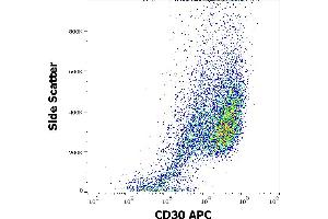 Flow cytometry surface staining pattern of human peripheral blood mononuclear cells stained using anti-human CD30 (MEM-268) APC antibody (10 μL reagent / 100 μL of peripheral whole blood).