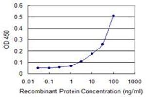 Detection limit for recombinant GST tagged ZSCAN21 is 1 ng/ml as a capture antibody. (ZSCAN21 anticorps  (AA 1-473))