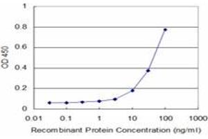 Detection limit for recombinant GST tagged MEOX2 is approximately 3ng/ml as a capture antibody. (MEOX2 anticorps  (AA 1-303))