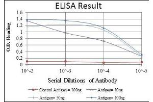 Red: Control Antigen (100 ng), Purple: Antigen (10 ng), Green: Antigen (50 ng), Blue: Antigen (100 ng),