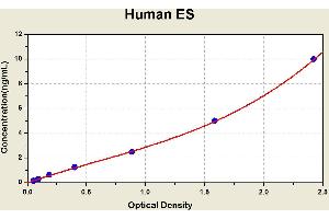 Diagramm of the ELISA kit to detect Human ESwith the optical density on the x-axis and the concentration on the y-axis. (COL18A1 Kit ELISA)