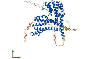 AlphaFold protein structure predicition of Mouse Recombinant P3h4 Protein, UniprotID Q8K2B0 (P3H4 (AA 1-443) protein (His tag))