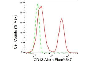 Flow cytometric analysis of CD13 expression in HT- cells using CD13 antibody (ABIN7797548), 1:2,000).