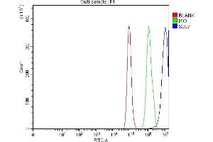 Flow Cytometry analysis of Hela cells using anti-SLU7 antibody (ABIN7601697). (SLU7 anticorps  (AA 42-474))