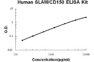 Human SLAM/CD150 PicoKine ELISA Kit standard curve (SLAMF1 Kit ELISA)