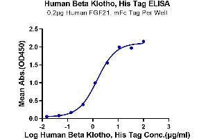 Immobilized Human FGF21, mFc Tag at 2 μg/mL (100 μL/Well) on the plate.