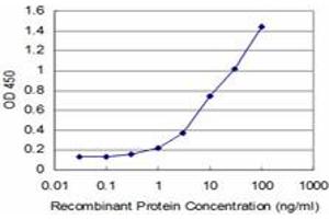 Detection limit for recombinant GST tagged HOXA5 is approximately 1ng/ml as a capture antibody. (HOXA5 anticorps  (AA 171-270))