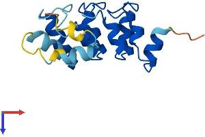 AlphaFold protein structure predicition of Mouse Recombinant Ppp1r27 Protein, UniprotID Q9D119